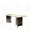 Table de salle à manger pour 6 à 8 personnes, avec plateau rectangulaire en pierre frittée et base en acier gris acier-131989934-131989933-131989935