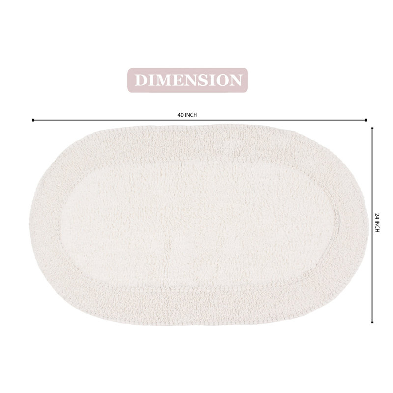 Tapis pour salle de bain 100% coton Double Ruffle Collection, Ivoire ivoire, L 24 po x L 40 po
