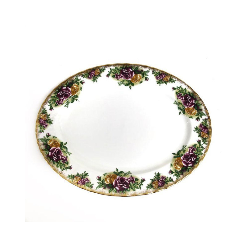 Assiette décorative country rose