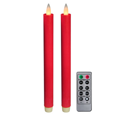 Bougies sans flamme scintillantes avec télécommande et minuterie, bougie de flamme en mouvement 3D à pile fonctionnant jusqu'à 400 heures, bougies de fenêtre de 9 pouces (rouge des Fêtes)