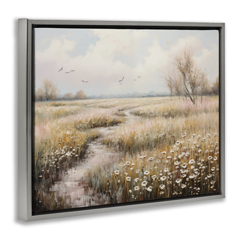 Cadre flottant Wildflowers par Country Path, conception par Arlington Prints, Cadre flottant gris lustré, H 25 po x l 31 po