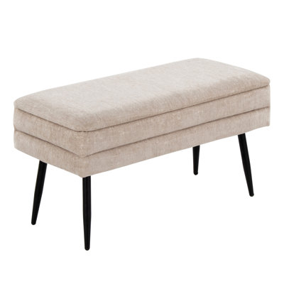 Banc de rangement contemporain en métal et tissu