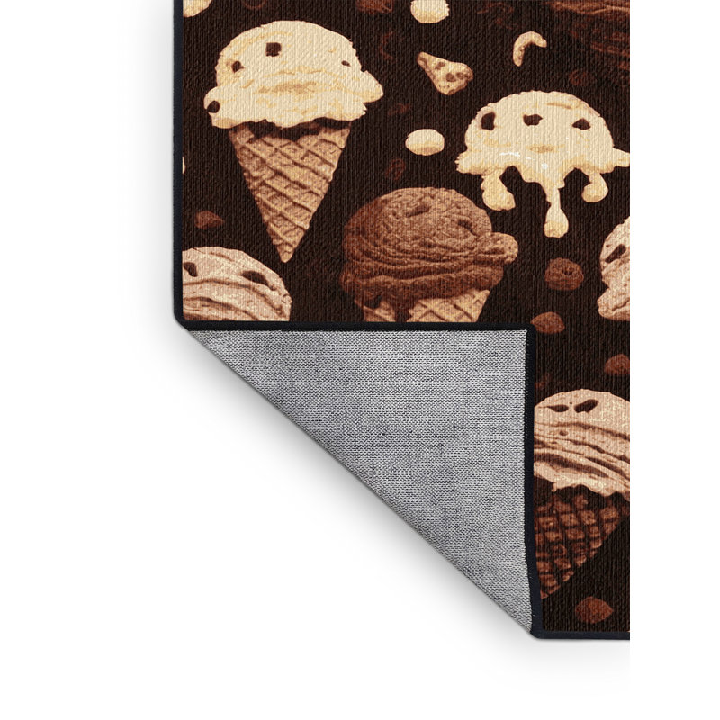 Tapis lavable crème glacée chocolat et desserts, Carré 5 pi