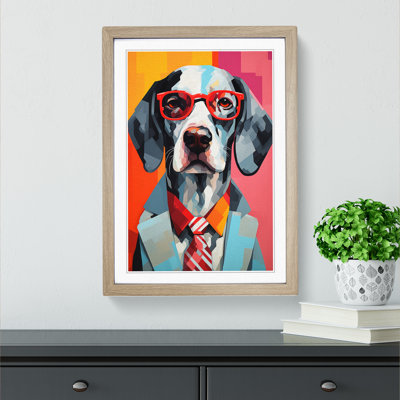 Modern Dog Abstract - Single Picture Frame Print on Wood