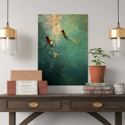 Canvas Wall Art Mermaids Swimming In Water Poster Vintage Poster Print Home Decor