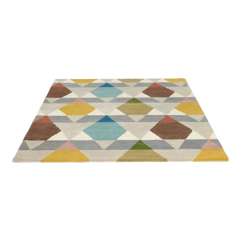 Hand Tufted Wool Geometric Area Rug, Rectangle 6'7" x 9'2"