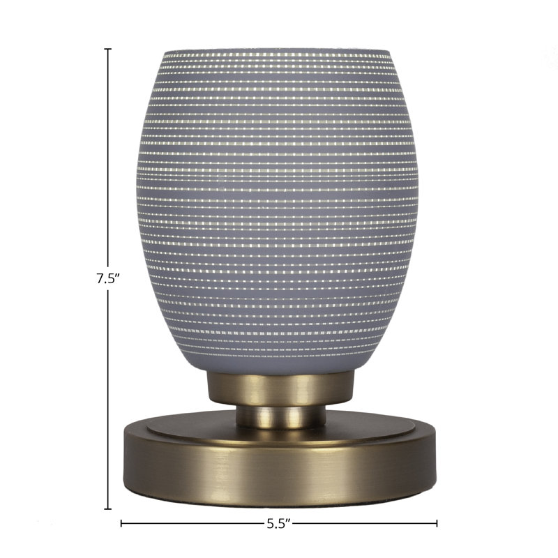 Lampe d'appoint Aneka montrée avec verre matriciel de 5 po, Gris, Laiton New Age