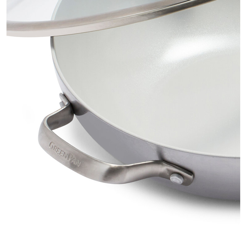 GreenPan Venice Pro Tri-Ply Stainless Steel Healthy Ceramic Nonstick 12" Wok Pan with Lid