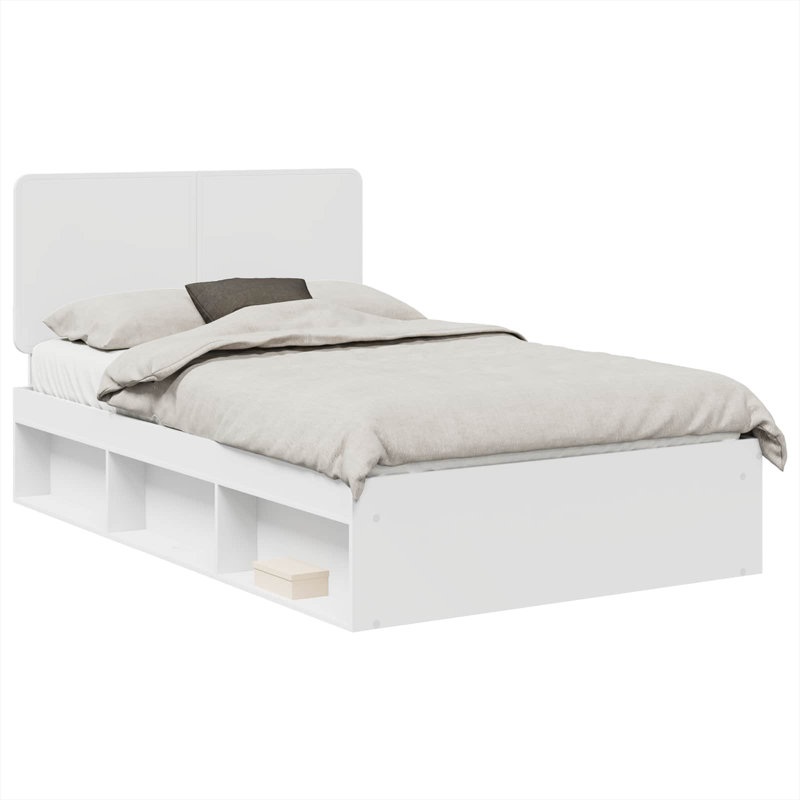 Solid Wood Bed, 140 x 190cm, White