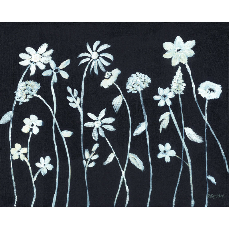 Silhouettes de fleurs sauvages - peinture sur toile tendue, H 18 po x l 24 po