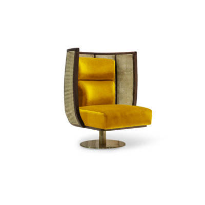 Fauteuil demi-tonneau pivotant en velours Egoista