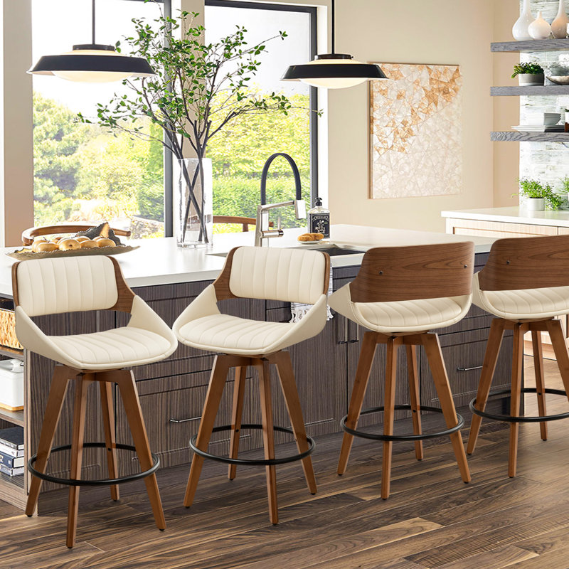 Jobani 65cm Swivel Bar Stool, Beige
