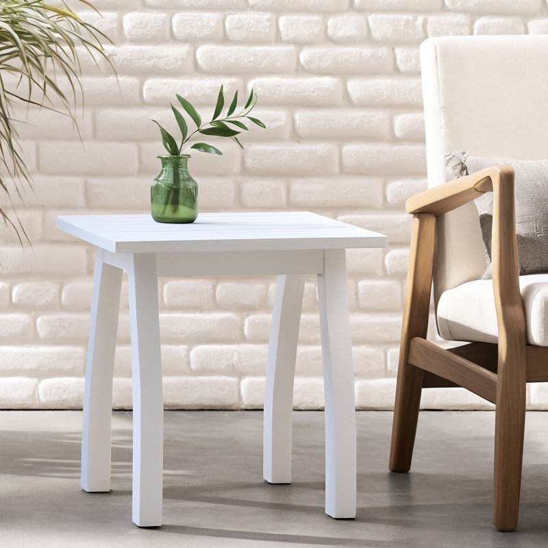 Table d'appoint rectangulaire en bois blanc PU, largeur 15 pouces, fonctionnelle pour recharger et exposer des appareils, hauteur 19,48 pouces.