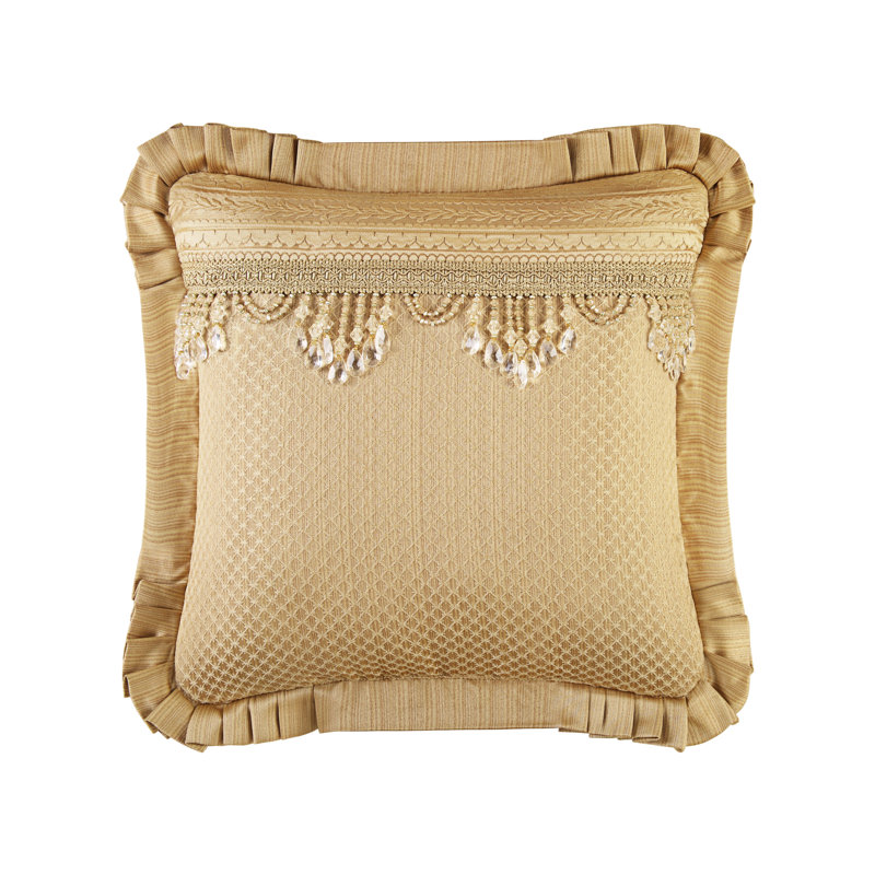 Gold Diamond Trellis 20" Square Decorative Throw Pillow