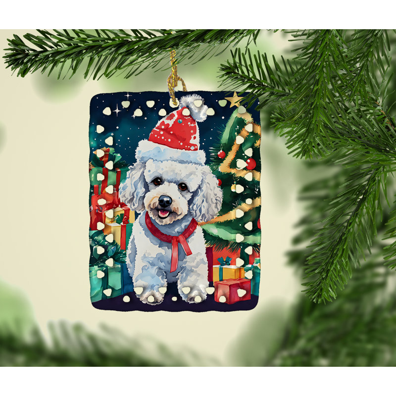 Ornement en porcelaine de Noël caniche, Caniche 3582