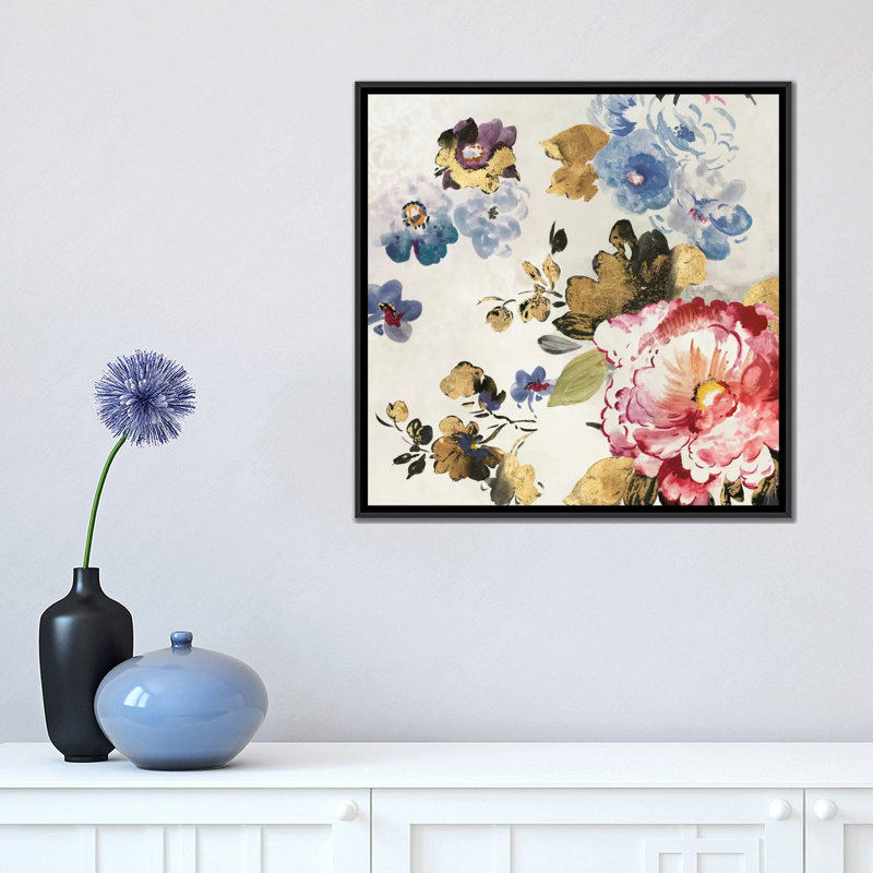 «French Flower II», reproduction sur toile, H 18 po x l 18 po x P 1,5 po, Toile avec cadre noir, Pas de tapis