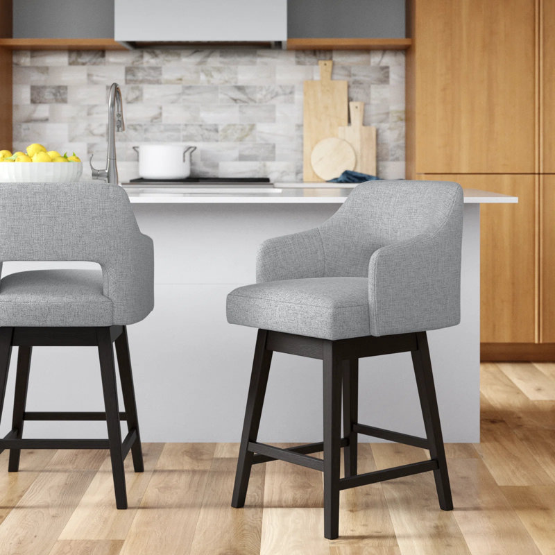 Bethine Swivel 26'' Counter Stool, White (Multi-colored)