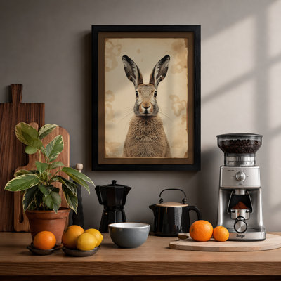 Portrait of a Hare Vintage - Framed Print
