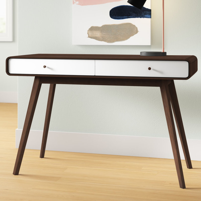 Justine Writing Desk, Walnut/White