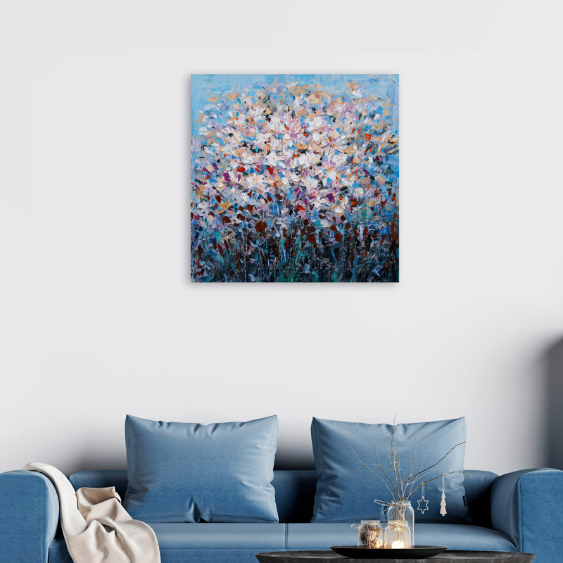 Fleurs colorées - reproduction d'art sur toile tendue, H 30 po x l 30 po x 1,5 po
