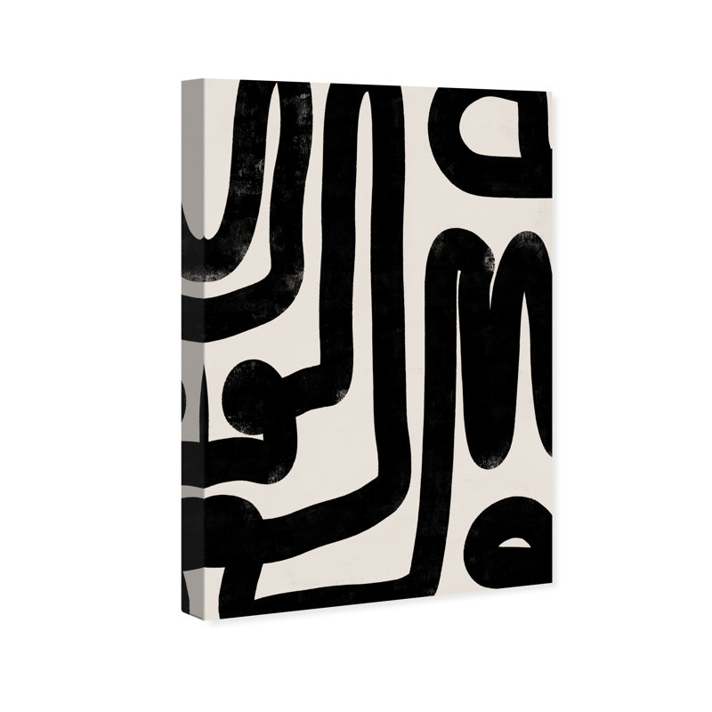 Modern Bold Brush Stroke Lines Print, Wrapped Canvas, 30" H x 20" W