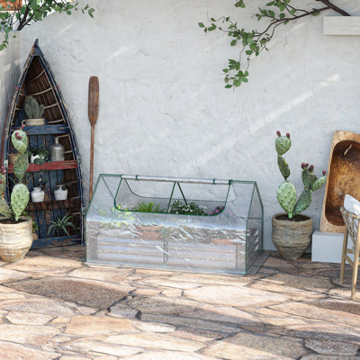 Lit de jardin surélevé 6 'x 3' avec couvre-serre - Argent