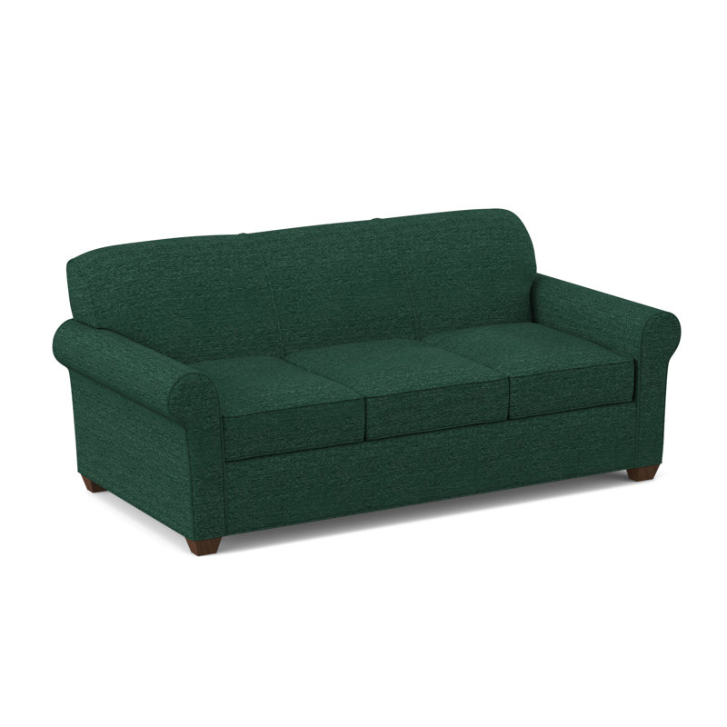 Finn 83" Rolled Arm Sofa Bed with Reversible Cushions, Montana Walnut, Innerspring, Antic Jade
