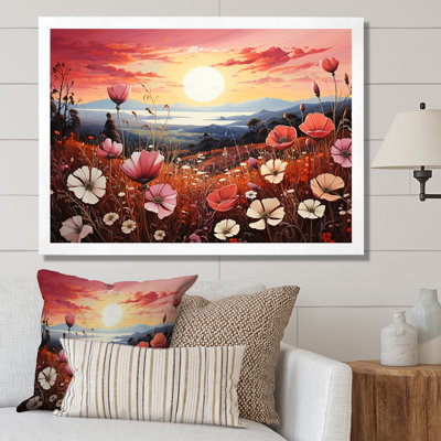 «Pink Crimson Flower Meadow Field II», reproduction sur toile