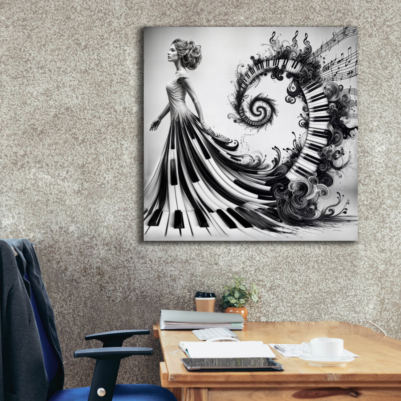 «Musical Walk» par Rey Klimt, art mural sur toile, H 37 po x l 37 po