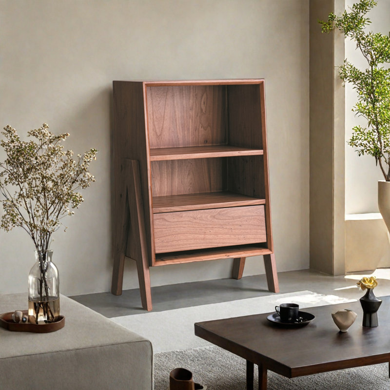 Une bibliothèque tendance de style wabi-sabi, Brun, (2 tablettes) H 37,40 po x l 25,10 po x P 15,70 po