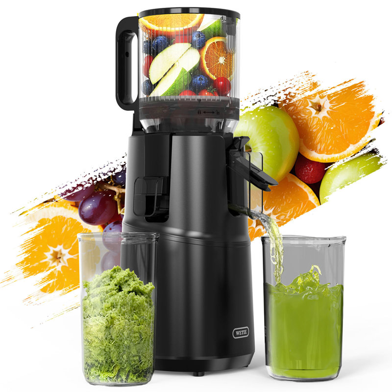 Cold Press Juicer with 4.7" Wide Feed Chute for Whole Fruits & Vegetables, Slow Masticating Juicer, Easy Clean & Quiet Operation