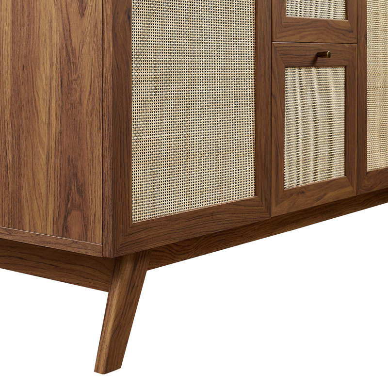 Modway Soma 48'' Free Standing Double Bathroom Vanity with Manufactured Wood Top, White, Walnut