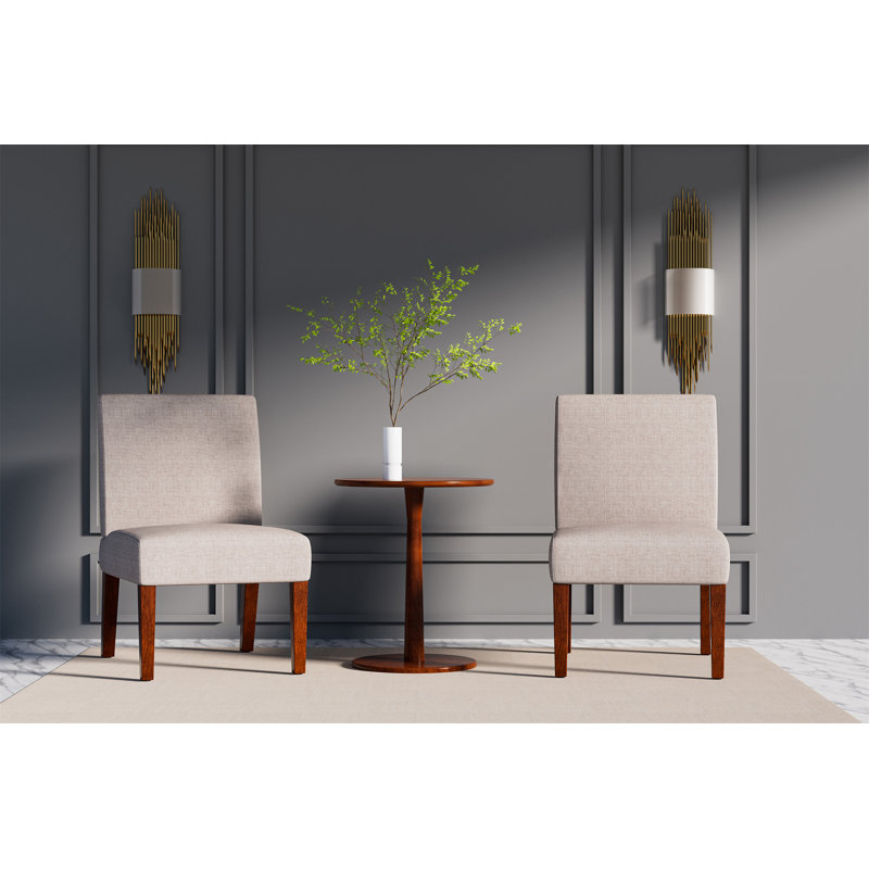 Ensemble de 2 chaises d'appoint en tissu avec table ronde en bois