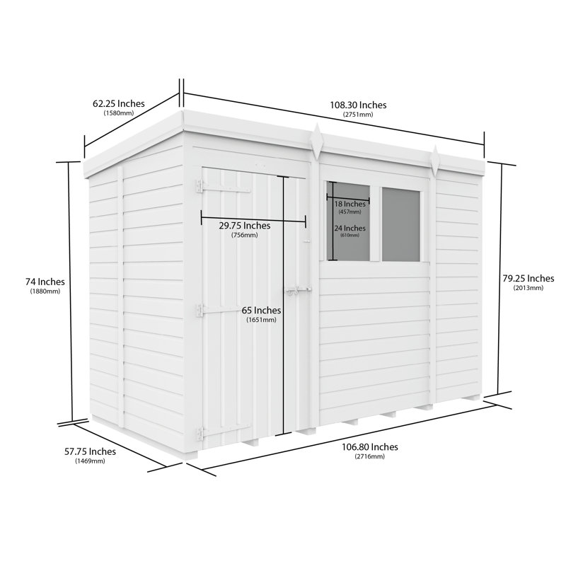 9x5 Pent Composite Shed