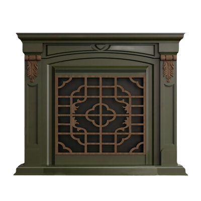 Green Solid Wood Freestanding Fireplace