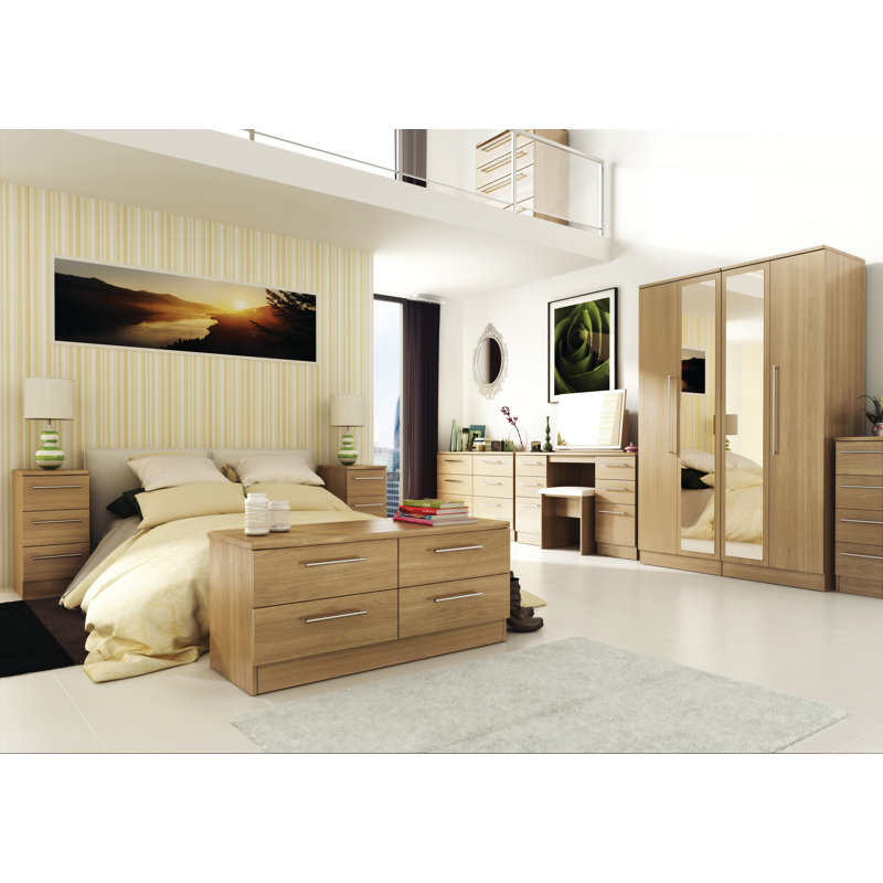 Fully Assembled Lyndale Dresser Mirror, Modern Oak