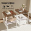 Table de bout rectangulaire 2 pièces avec plateau en verre trempé et tablette de rangement en panneau de fibres à densité moyenne, tables d'appoint de salon-1147791059-1147791056
