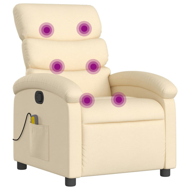 Upholstered Massage Chair, Cream Polyester