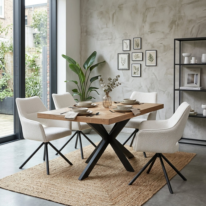 Metal Base Dining Table