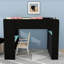 Lit mezzanine double en bois avec bande lumineuse, bureau, port USB et grand espace de rangement-960705360