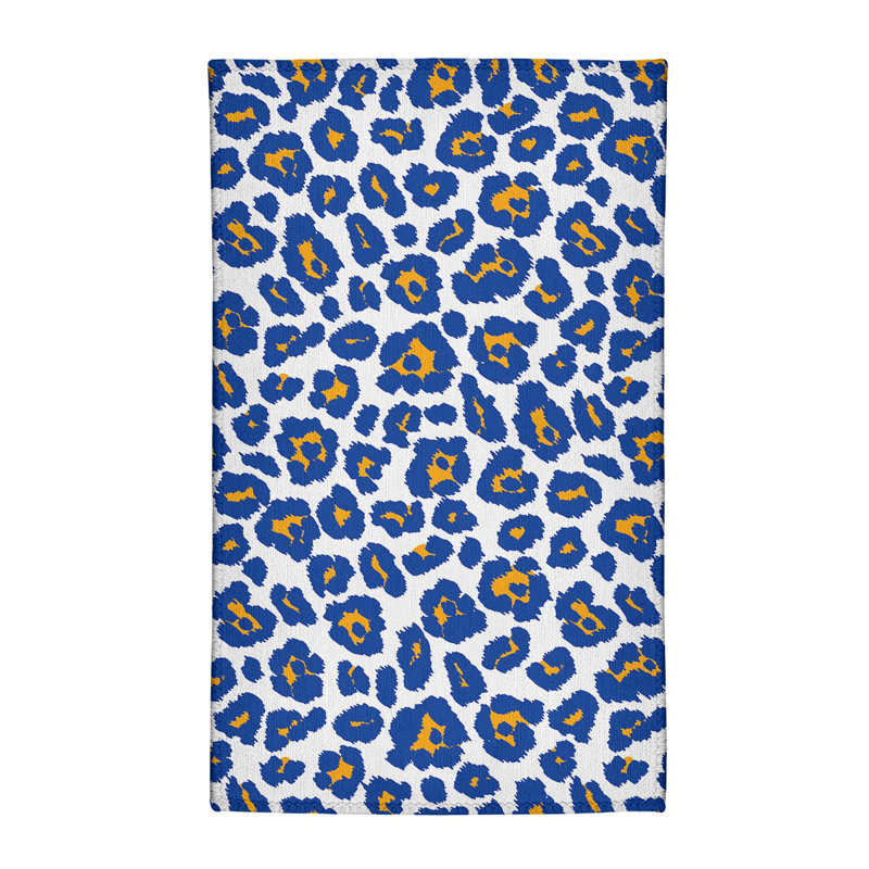 Imprimé animal blanc/bleu/jaune Tapis décoratif, Rectangle 2 pi x 3 pi
