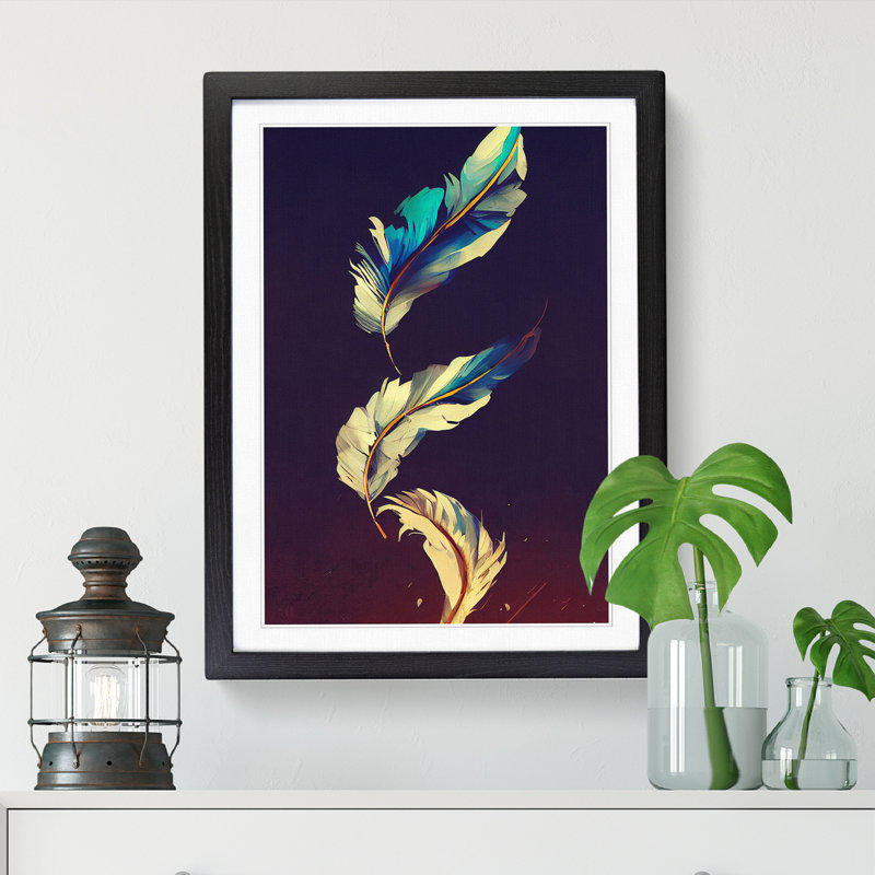 Feather Art Vol.1 1 Piece Single Picture Frame Wall Art, 34cm H x 25cm W x 2cm D, Walnut