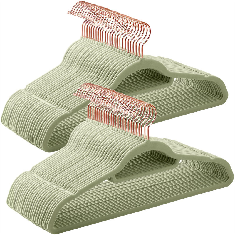 Cintre standard en velours antidérapant, 50, Vert pâle