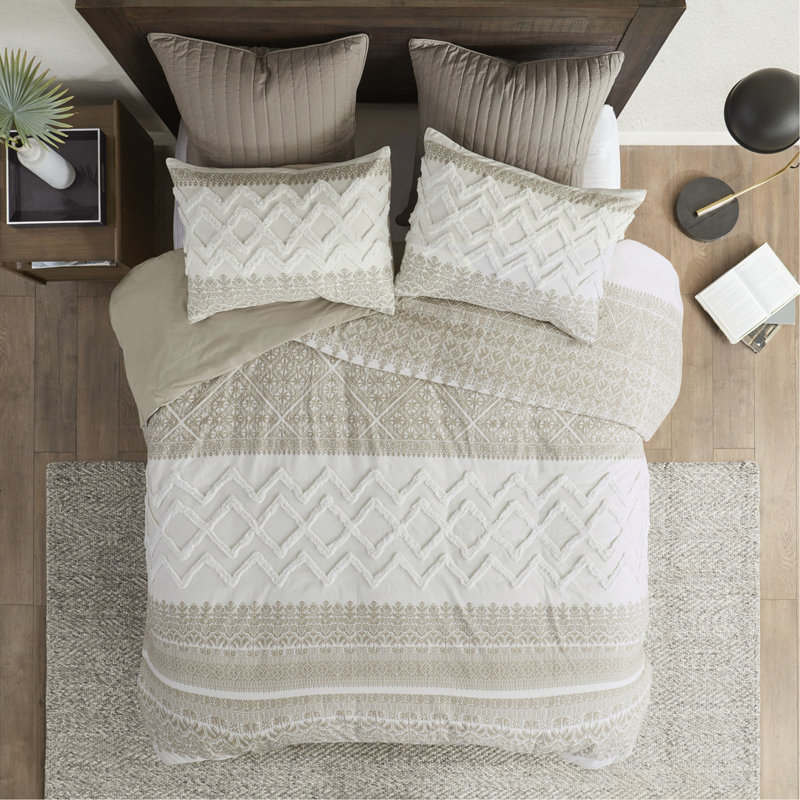 Ensemble de housse de couette en coton 3 pièces King / Cal King, Housse de couette très grand / très grand califo, Beige