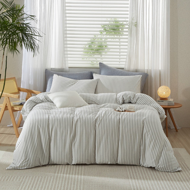 Ensemble de housse de couette en tricot en jersey de style nordique Life, Housse de couette très grand et 2 taies d'oreille
