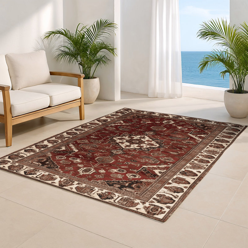 Tapis d'intérieur et d'extérieur brun Persian, Rectangle 4pi x 6 pi