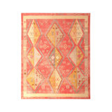 Hand-Knotted Moroccan Rug Red Gold Diamond Pattern