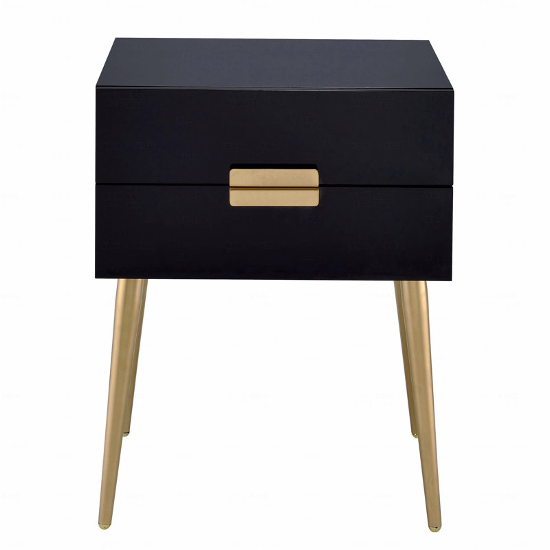 Table d'appoint avec 2 tiroirs, Noir