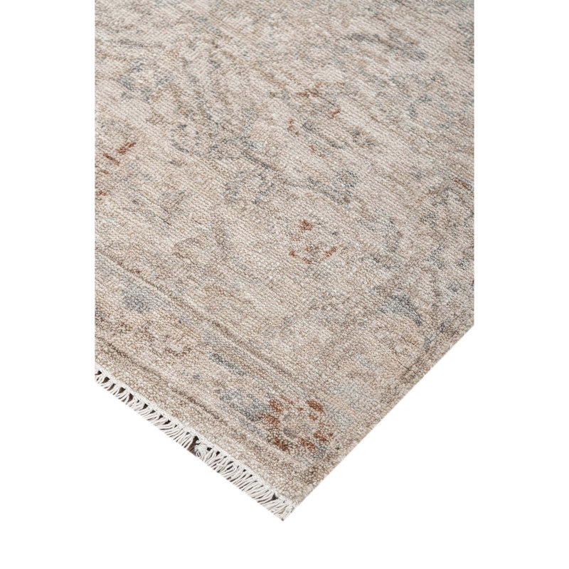 Hand Knotted Area Rug in Beige And Multi, Runner 2'6" x 12'