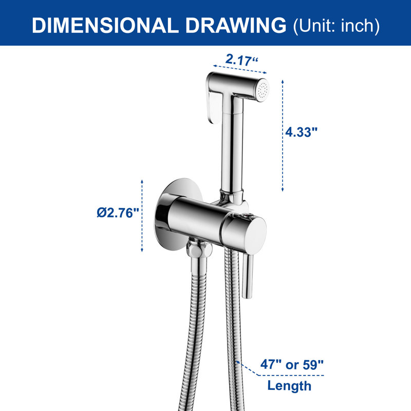 Handheld Bidet Sprayer for Toilet Round Hand Held Bidet with Faucet Bathroom Toilet Bidet Attachment, Chrome